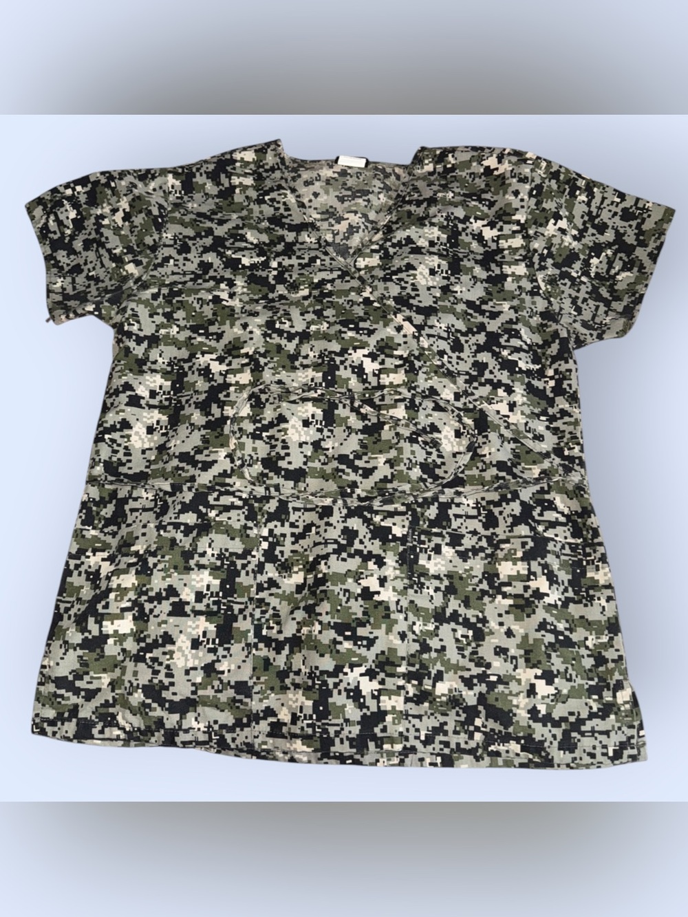 Absolute Camo Wrap Scrub Top Green Digital Camouflage V-Neck